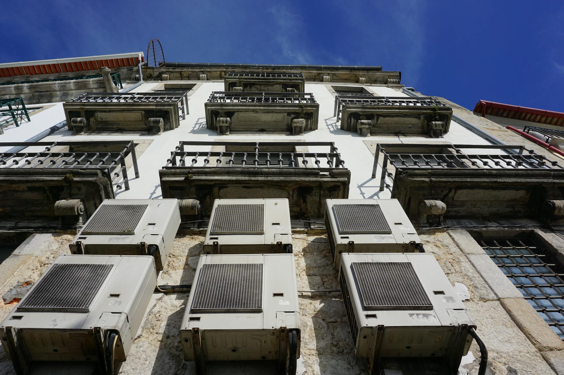 urban architecture with air conditioner units