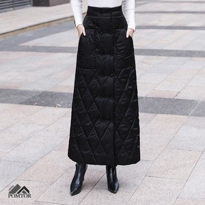 POMTOR 여성 패딩 치마 롱스커트  겨울 스커트
