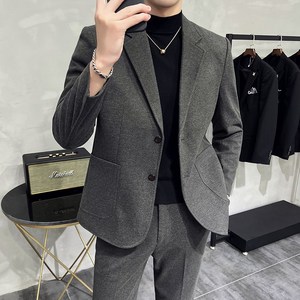 ANYOU 남성용 정장 자켓 가을겨울 울 두꺼운 캐주얼 수트