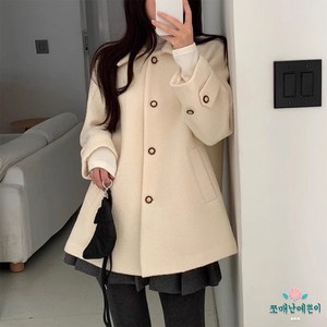 쪼예 미니멀 싱글 브레스트 모직 울 하프 코트