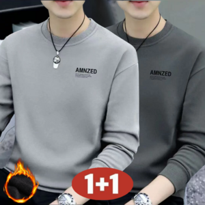 오스틱니 남성 겨울 1+1 초특가 루즈핏 보온 긴팔 라운드 기모 맨투맨  티셔츠