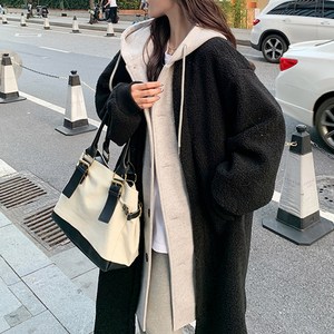 이서어패럴 후드 레이어드 후리스롱자켓3684