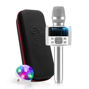 미라클엠 무선 블루투스 마이크 화이트 + 파우치 + 미러볼 세트, Miracle M100, 화이트