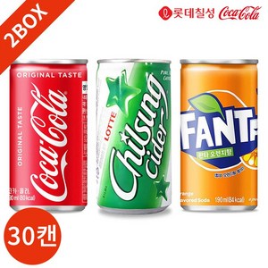 인기 탄산음료 코카콜라 사이다 환타 3종 60캔 묶음, 190ml, 60개