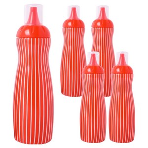 주방탑스타 레드 앤 화이트 업소용 케첩 양념 소스병 대, 5개, 480ml