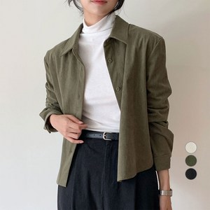 아피나르 여성용 세미 크롭 코듀로이 웜업 셔츠