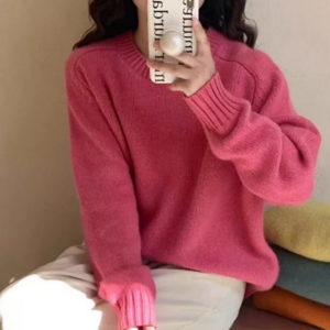 도도미아 라운드 여성 니트 스웨터 긴팔 니트티