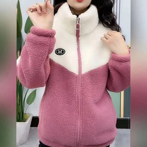 JIEVE 여성용 양털 후리스 하이넥 자켓 가을 겨울 따듯한 캐주얼 자켓 양면 색상 스마트 캐주얼 스타일 SZ111228