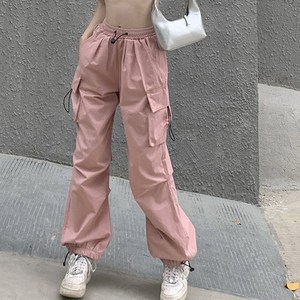 파라다이소 여성용 편안한 카고 스트링조절 조거핏 루즈 팬츠