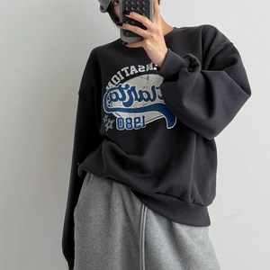 R102 컨펌 기모맨투맨 루즈핏레터링 겨울 원마일웨어 데일리