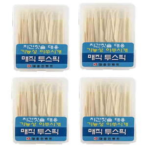 매직투스픽 치간칫솔 대용 기능성 이쑤시개 7cm, 100개입, 4개