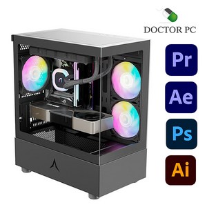 닥터PC 4K 영상편집 컴퓨터 조립PC 동영상 게이밍 프리미어프로 스케치업 유튜브 방송용 스케치업, 블랙, 500GB, 16GB, WIN11 Home, 지포스 RTX 3050, 옵션1. Ultra5 225