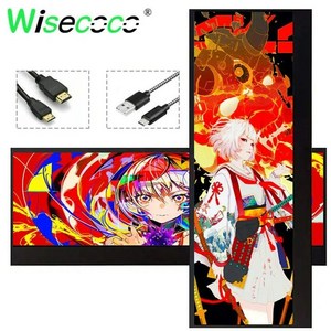 태블릿 PC 탭 패드 수리 부품 Wisecoco 휴대용 모니터 울트라 와이드 서브 스크린 두 번째 디스플레이 USB-C 포트 14 인치 3840x1100 4K 스트레치 바 터치