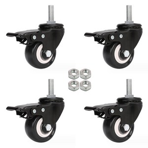 엠파이어 H9RM8BK 우레탄 1.5인치(40mm) 볼트 8mm 회전 브레이크 바퀴