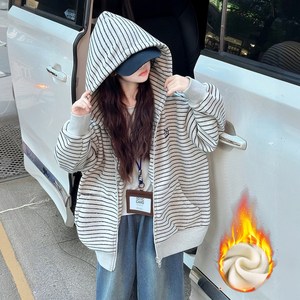 키즈목마 여아용 단가라 두께감 있는 후드 집업 캐주얼 점퍼 초등학생 주니어 상의 791