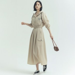 페이퍼먼츠 레롱 크롭 점퍼 + A라인 롱스커트 바람막이 세트 14237