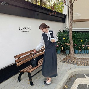 POMTOR 여성 캐주얼 정장 롱스커트 세트  하객룩  투피스