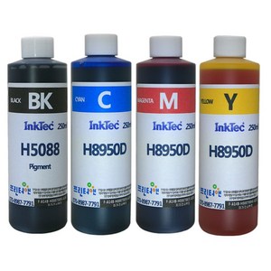 잉크테크 HP 무한 리필 잉크 HP9010 HP8100 HP8600 HP8610 HP8710 HP8210 HP7740 HP7720 HP7612 HP7110 4색 셋트, 250ml 4색셋트(검정안료+칼라염료), 1개