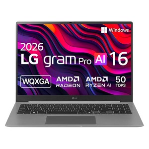 LG전자 2026 그램 Pro AI 16 라이젠 AI 400 시리즈 방문설치, 에어로미늄 실버, 16Z95U-GS5BK, 256GB, 16GB, WIN11 Home