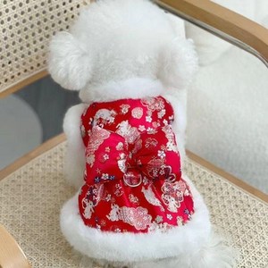 강아지 고양이 설날옷 한복 원피스 겨울옷 기모 외투 비숑 푸들 소형견