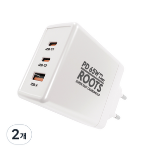 루츠 국내생산 초고속 멀티 충전기 C타입 3포트 PD 65W PPS, 화이트, 2개