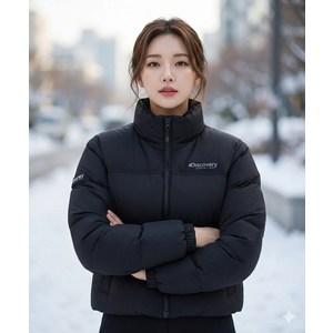 디스커버리 discoveryexpedition 여성 반슬리 다운 크롭 숏패딩 (BLACK)