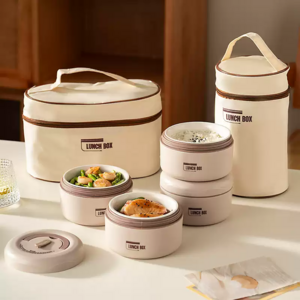 FONOW도시락통 야영  직장인 보온 전자레인지 다용도 4단보온가방+3단보온가방
