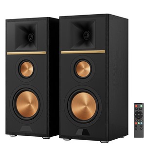 RESONO 3방향 200W 고출력 앰프내장 액티브 하이파이 홈시어터 북쉘프 스피커 USB/DAC/RCA 리모컨지원, 블랙, H530