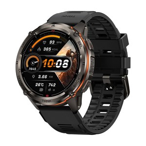KOSPET 5ATM IP69K 방수, 스테인리스 스틸 바디, 듀얼 주파수 GPS, 470mAh 블루투스 통화 기능, Tank T3 Ultra 2 스마트워치, GPS + 블루투스, 3.63cm, black