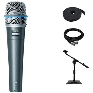 SHURE BETA57A 유선 마이크 슈어 보컬용 다이나믹 마이크 케이블 탁상용 스탠드 패키지 [벨크로3M증정]