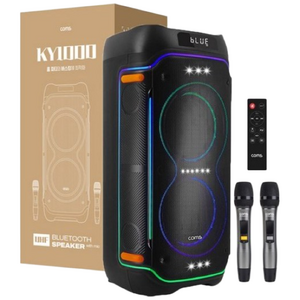컴스 이동식 블루투스 무선 마이크 앰프 LED 버스킹 스피커, KY1000(100W), 블랙컬러