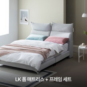 세계로가구 코모도 조야 패브릭 쿠션 헤드 침대 프레임 LK + 하이퍼슬립 프리미엄 메모리폼 매트리스 (매트커버+베개 증정) (HMF3C)
