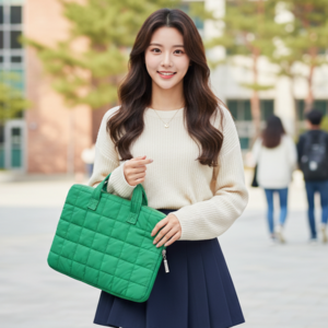 심플 체크 노트북 태블릿 갤럭시탭 아이패드 손잡이형 파우치 케이스 가방, 1개, 그린
