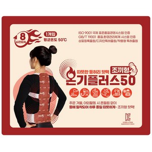 온기플러스50 입는 조끼형 핫팩 등부터 허리까지 붙이는 핫팩 낚시 골프 야외활동, 20개
