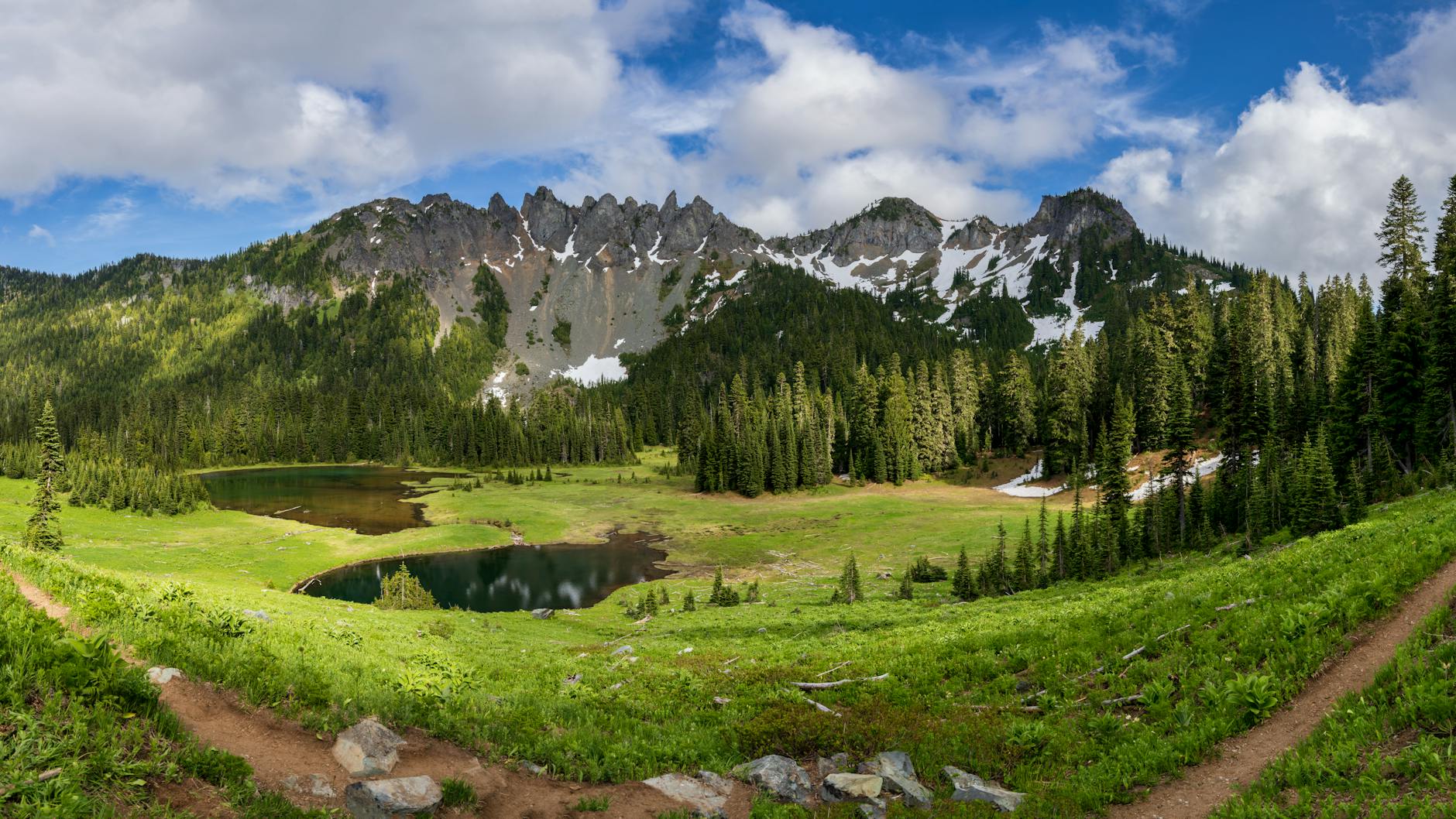 ponds in the mountain valley