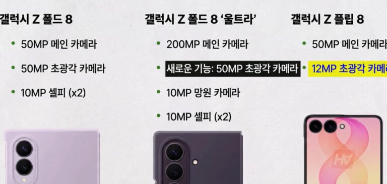 갤럭시 폴드8 울트라 vs 폴드8 차이
